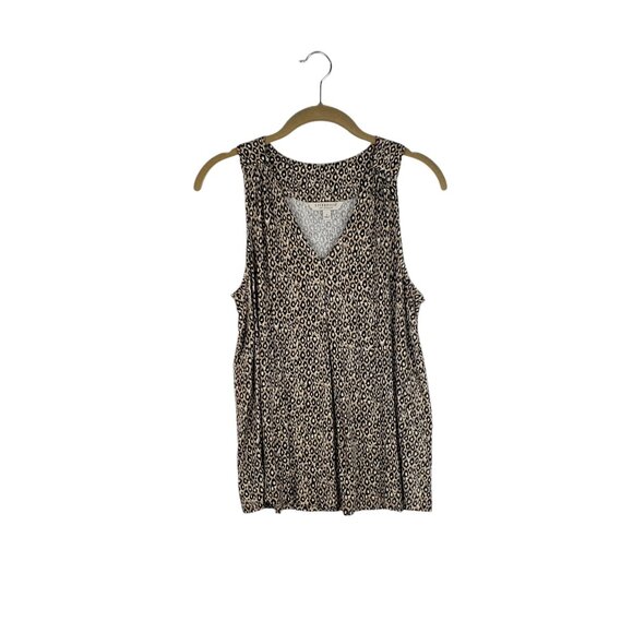 Liverpool Pleat Front Cheetah Top Animal Print Sleeveless Modal Knit Size Small - Picture 1 of 9
